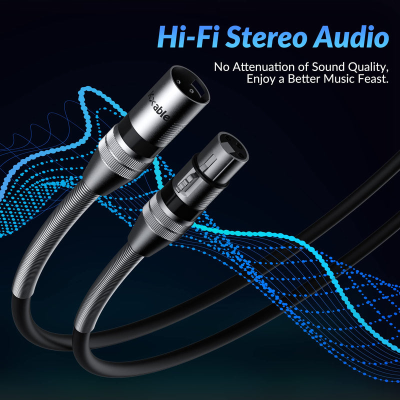 [AUSTRALIA] - XLR Cable 8 Feet (2 Pack), 22AWG, Zinc Alloy Shells, XLR Male to Female Heavy Duty Cable, 3 Pin Balanced Shielded Microphone Cord, Durable & Flexible Patch XLR Cable, Metal Spring SR-Black 8FT 2-Pack 