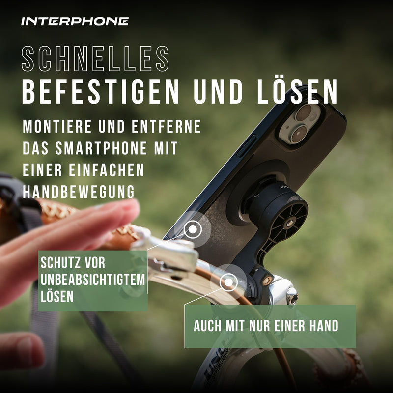 Interphone QUIKLOX Bicycle Mobile Phone Holder for Handlebar - Smartphone Holder for Road Bikes and Mountain Bikes - Bicycle Mount for Smartphone Compatible with Handlebars from 22 mm to 31.8 mm bicycle phone holder