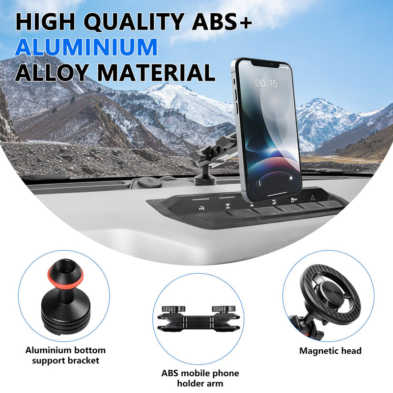 Magnetic Phone Mount for Ford Bronco 2021-2026 2/4 Door Car Accessories | Cell Phone Dash Mount, Ford Bronco Phone Mount with 360° Dual-Ball, OEM Dash Mount Install, No-Drill (Not for Bronco Sport)