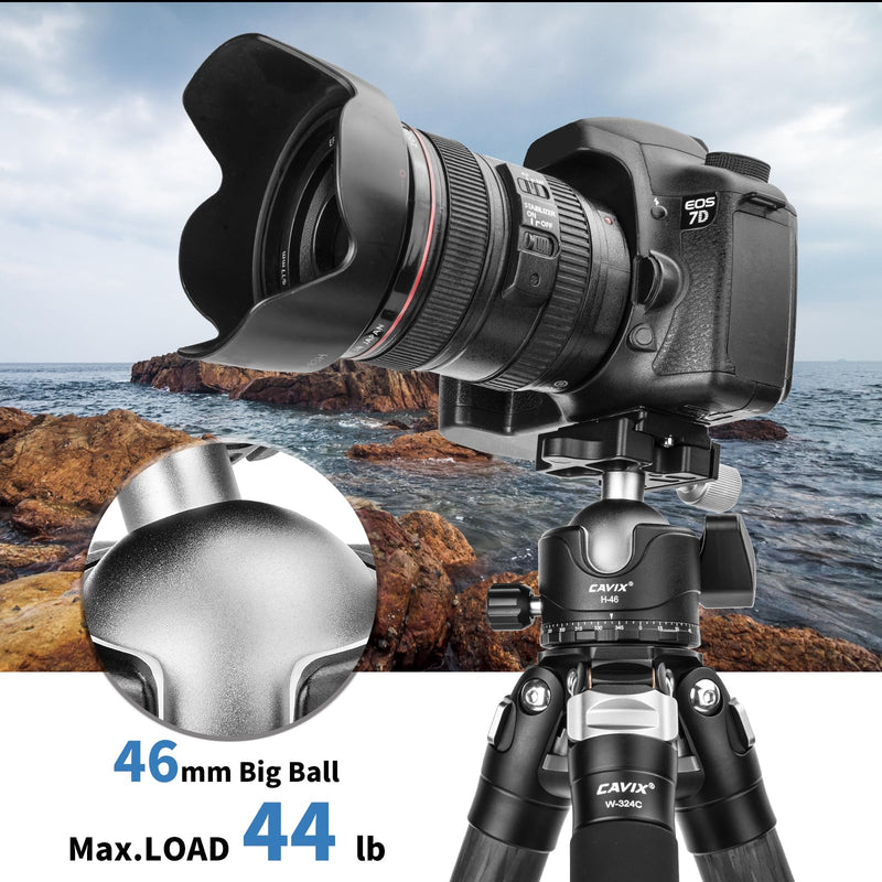 CAVIX Tripod Ball Head with 1/4" Arca Swiss Quick Release Plate Aluminium Tripod Ball Head Mount Large Ball HB46A