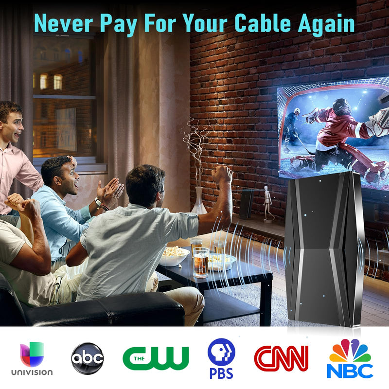 1600+ Miles TV Antenna Indoor,Digital TV Antenna for Smart TV Indoor with Amplifier Signal Booster, Strongest TV Antenna for Local Channels,Indoor Antenna with 42ft Coax HDTV Cable Support 8K 4K HD009