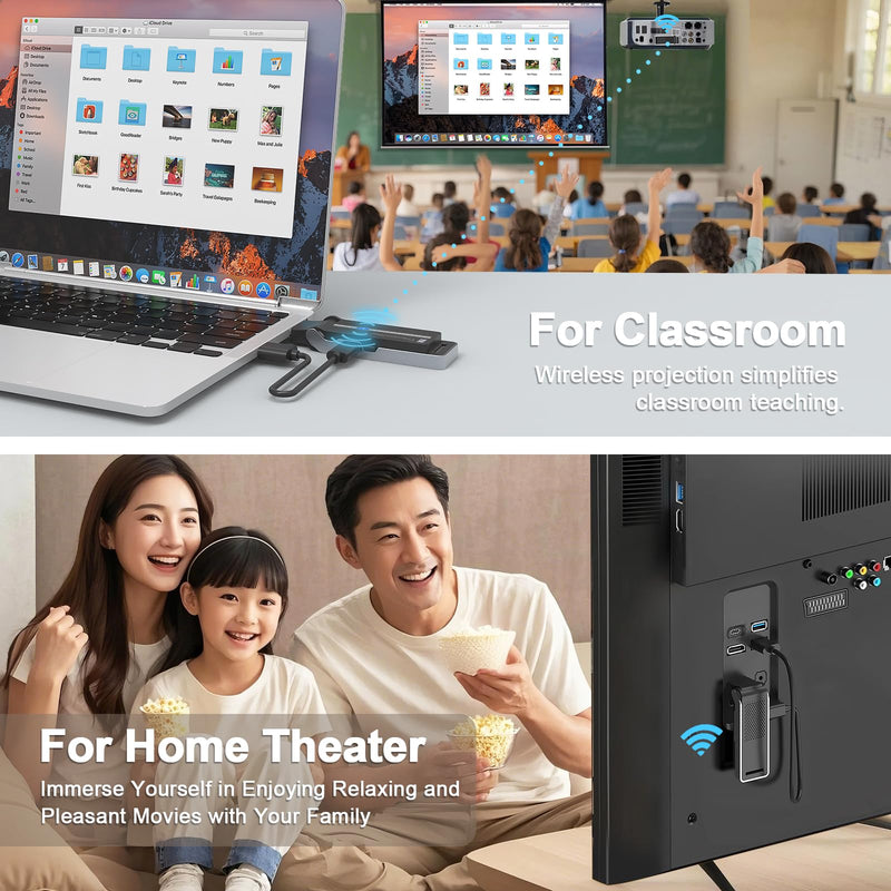 [AUSTRALIA] - Wireless HDMI Transmitter & Receiver Kit with Heat Dissipation, 90° Bendable Interface, Dual-Band 2.4G/5G - Stream Video & Audio from Laptops/TV Boxes/Projectors to Monitors (Equip USB-C to HDMI) 