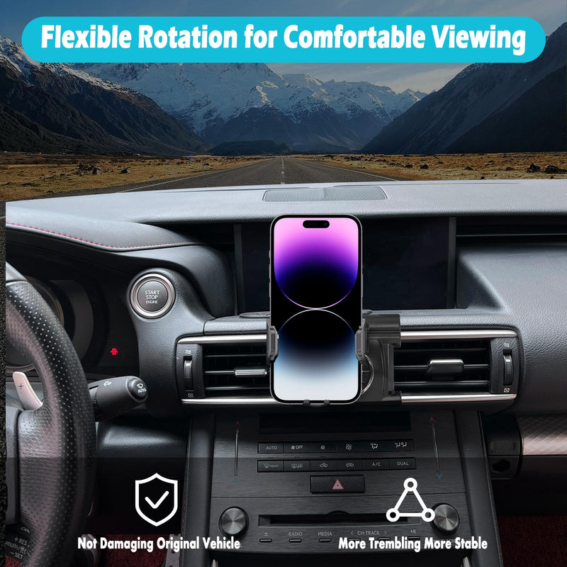 Car Phone Holder Fits for Lexus 2014-2020 is 300 / is 350 / is 250 / is 200t Accessories,Thick Cases Friendly,Cell Phone Mount for 4.7-7 in Phones,360 Degree Rotation,Easy to Install IS 300/350/250/200t 2014-2020