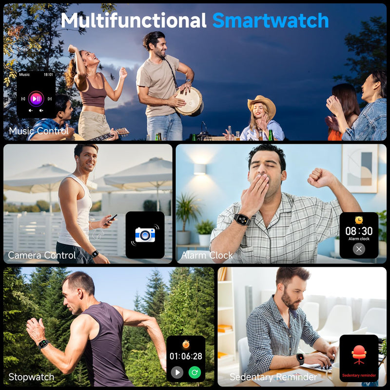 Smart Watch for Men Fitness Tracker: Make Answer Call Military Smart Watches for Men Digital Watches Waterproof Running Step Smartwatch Android Phones iPhone Samsung Compatible SpO2 Heart Rate Monitor Black