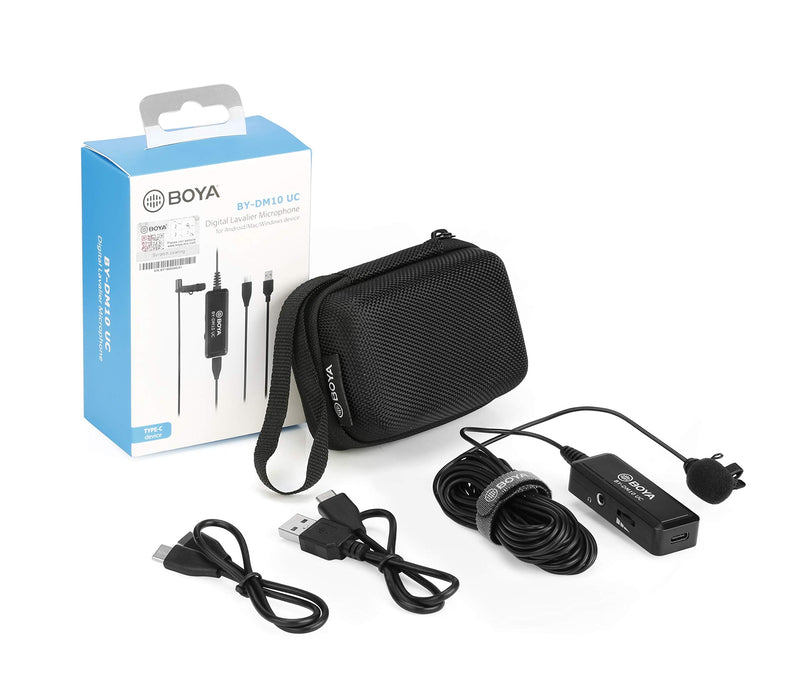 BOYA BY-DM10UC Digital Omnidirectional Lavalier Microphone with USB-C & USB Output Cables for Android Smartphones, Tablets & MAC/PC Computers