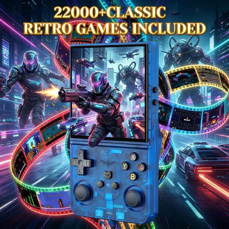 S600 Retro Gaming Console, Handheld Game Console with Games | 4.0" 720x720 IPS Display, 22,000+ Built-In Games, 4000mAh Battery, 64GB Storage for Gaming, Travel & Gifts Blue 64 GB