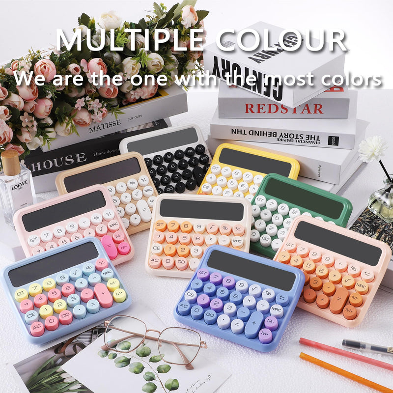 Mechanical Switch Calculator,Calculator Cute 12 Digit Large LCD Display and Buttons,Calculator with Large LCD Display Great for Everyday Life and Basic Office Work.with Battery Pink