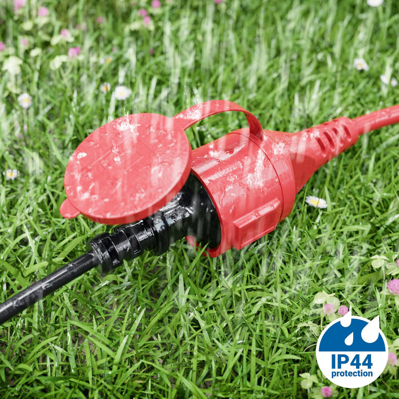 [AUSTRALIA] - deleyCON 2 m Outdoor Extension Cable Power Cable IP44 (H07RN-F 3G1.5 mm²) Power Extension Weatherproof Rubber Cable for Outdoor Use - Protective Contact Plug to Socket - Red 