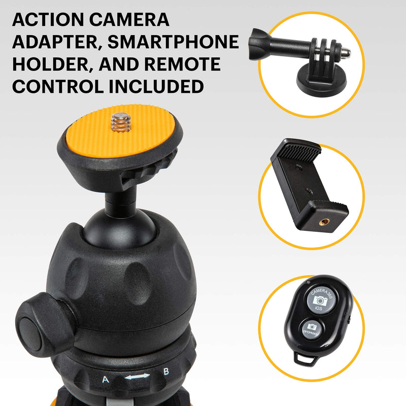 Kodak PhotoGear Mini Adjustable Tripod with Remote, Black