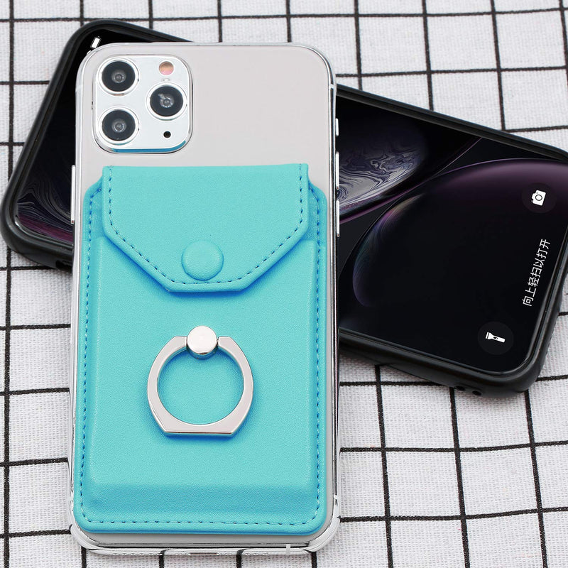 Cell Phone RFID Ring Stand Stick on Wallet for Back of Phone for iPhone Android and All Smartphones Adhesive Credit Card Holder for Cell Phone-Green Green