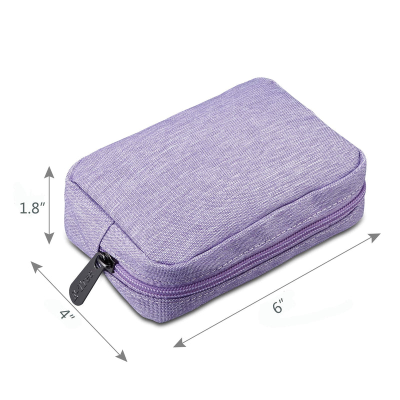 E-Tree 7 inch Canvas Zippered Small Bag, Mini Travel Makeup Carrying Case, Cosmetic Bag, Portable Electronics Accessories Organizer, Tiny Coin Purse Wallet, Little Pouch for Little Items, Purple 6" X 1.8" X 4"