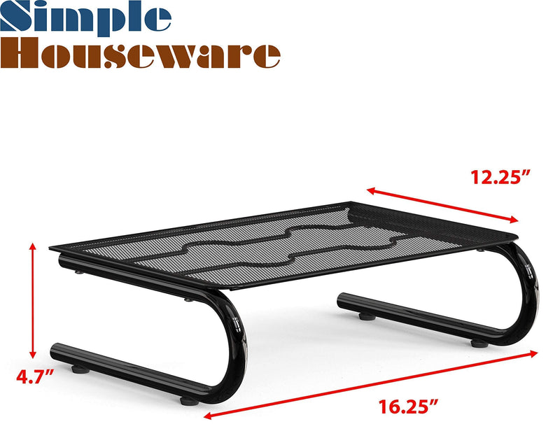 SimpleHouseware Metal Monitor Stand Riser with Drawer + Mesh Monitor Stand Riser