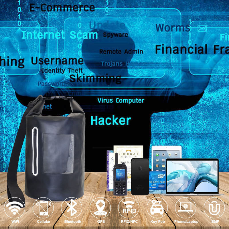 15L Faraday Bags with Waterproof Phone Pouch, Faraday Cage for Signal Blocking, Faraday Key Fob Protector, Anti-Theft Anti-Tracking GPS RFID Waterproof Dry Bag