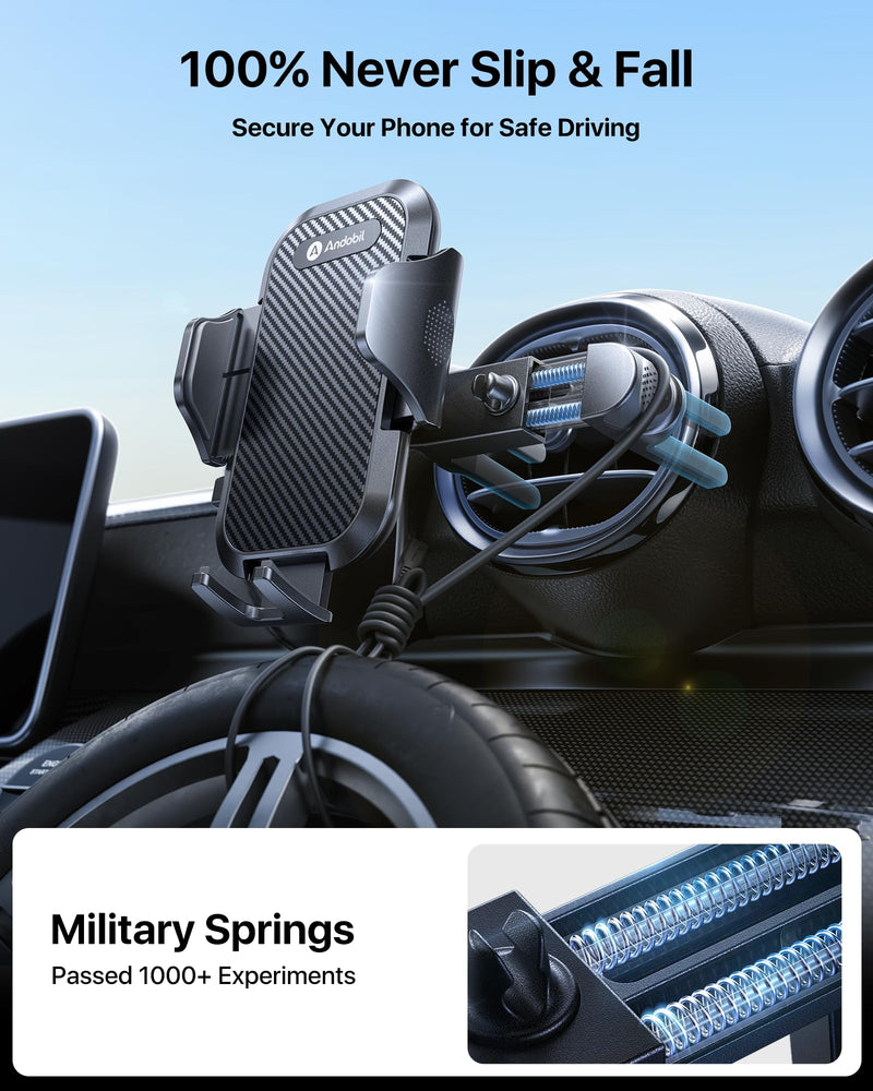 andobil Universal Car Phone Holder [Round Vent Friendly] Phone Mount for Car Circle Vent, Sturdy Clip 360° Rotation Cell Phone Car Holder Mount for Ford Mercedes Benz Toyota BMW fit iPhone Samsung Black
