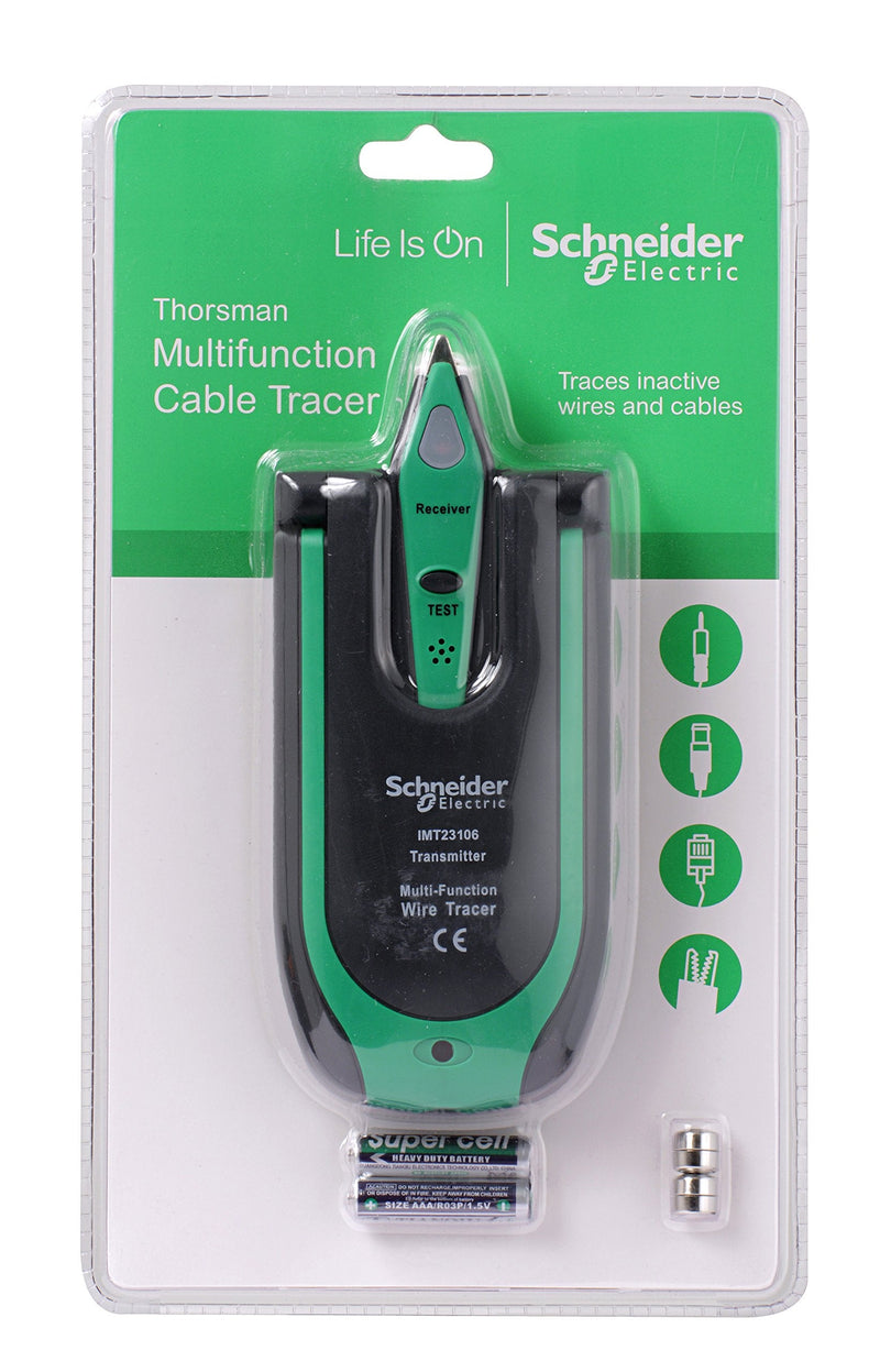 Schneider Electric - Thorsman Multifunction Cable Detector, Precise Line Location from Telephone to Vehicle Lines, Includes Transmitter and Receiver, 2 x 1.5 V Type AAA, 4 x 1.5 V, IMT23206 Multifunctional cable finder Standard