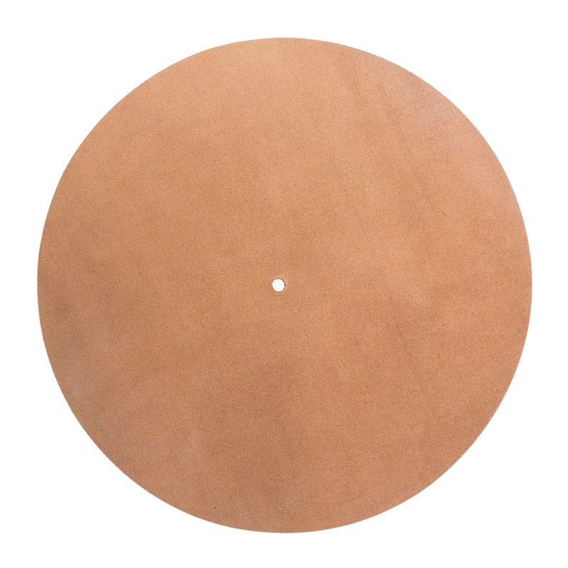 Classy Circular Turntable Slipmat, Antistatic Cover, Reduces Noise & Sounds from Static and Dust, Full Grain Leather, Handmade, Bourbon Brown