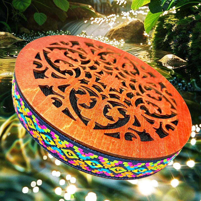 [AUSTRALIA] - 8'' Water Stream Drum | Rain Disk "Water-Fall" | Instrument for Sound Therapy | Ocean Drum | Sonic Energy Wave Drum | Yoga Meditation | Release Pressure | Music Healing Instrument (With Display Stand) 