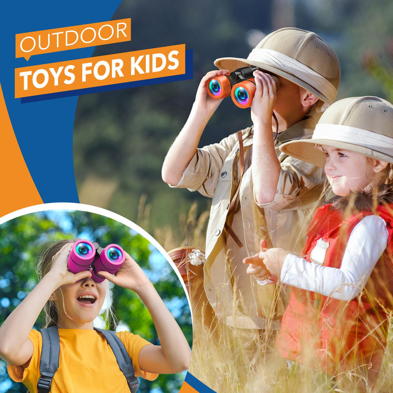 3-8 Year Old Boy Girl Toys: LET'S GO! Shockproof Binoculars for Kids Bird Watching 3 4 5 6 7 Year Old Boys Girls Outdoor Travel Toy for Kid Ages 4-7 Toddler Toy Binoculars Orange