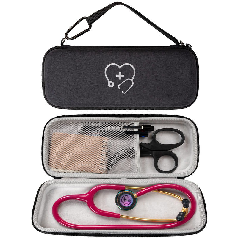 ProCase Stethoscope Case for 3M Littmann Classic III, Lightweight II S.E, MDF Acoustica Stethoscope, Cardiology IV Stethoscope, Hard Travel Carrying Case for Nurse -Black Black