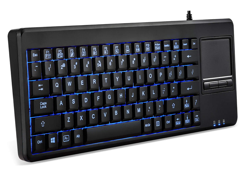 Perixx PERIBOARD-315H, Wired USB Backlit Keyboard with Touchpad and 2 USB Ports, Black (10917)