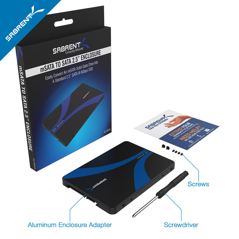 SABRENT mSATA to 2.5-Inch SATA III Aluminum Enclosure Adapter (EC-MSSA) mSATA to SATA