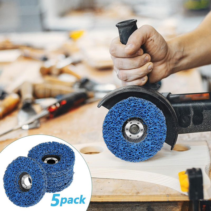 Pack of 5 125 mm CSD Disc, Grinding Disc, Coarse Cleaning Disc, Nylon Fabric Disc, Sanding Discs for Angle Grinder, Cleaning, Removing Paint, Rust, Welds and Oxidation Blue