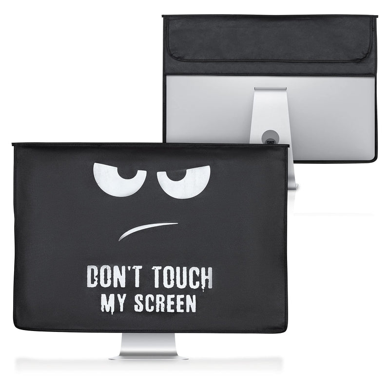 kwmobile Cover Compatible with 24-26" Monitor - with Extra Storage - Don't Touch My Screen White/Black Don't Touch My Screen white / black