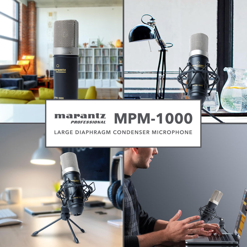 Marantz Professional MPM-1000 - Studio Recording XLR Condenser Microphone with Desktop Stand and Cable - For Podcast and Streaming Projects