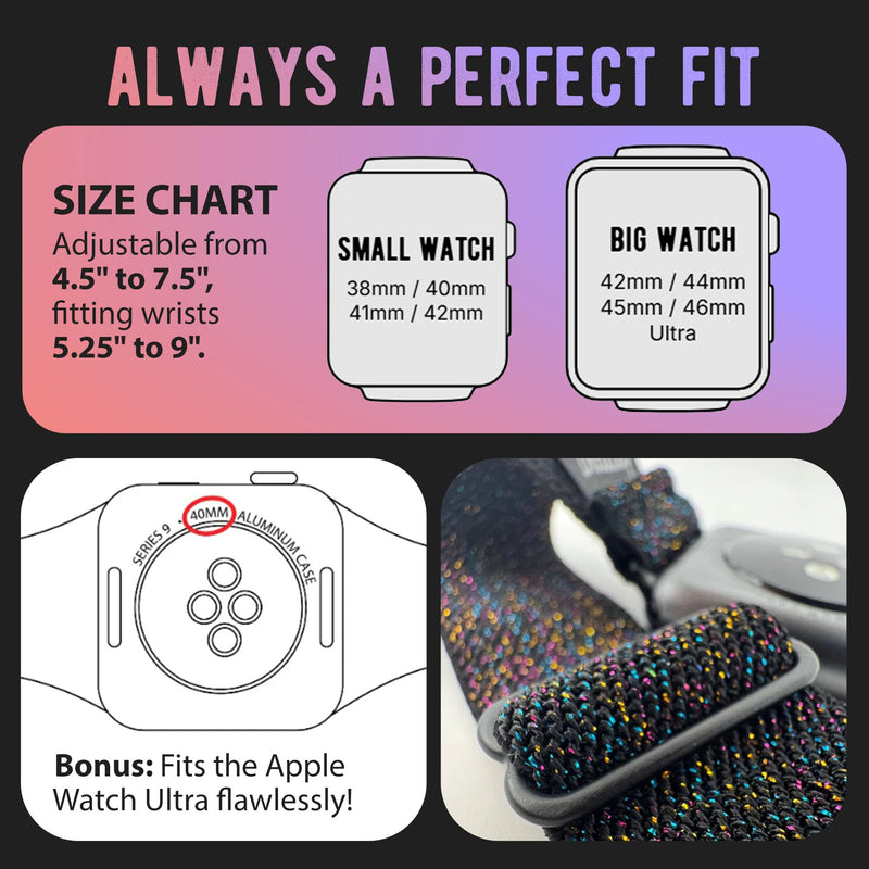 Braxley Bands for Apple Watches - Stretchy and Washable - Adjustable with Apple Watch Bands for Women & Men - Compatible with Apple Watch Series SE Ultra 9 8 7 6 5 4 3 2 1 Onyx 44mm / 45mm / 46mm / Ultra