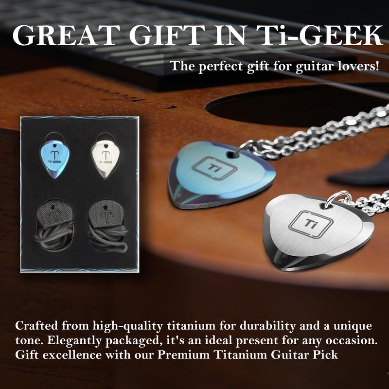 Ti-Geek Premium Titanium Guitar Pick 2.8mm Thickness, Metallic Silver for Metallica, Bass, Electric Guitar No-Slip Grip, Wrist Band, Lifetime Durability - Perfect for Guitar lover 1PackMetallic Silver