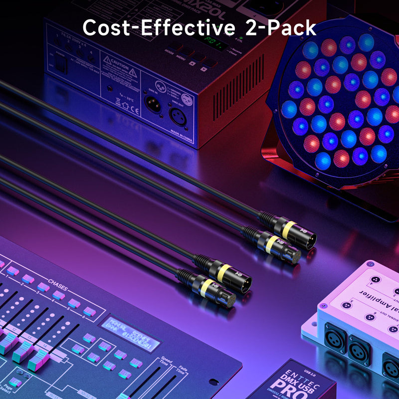 Cable Matters 2-Pack 22AWG Stage Light DMX Cable 25ft / 7.6m with 3-Pin XLR Connector, 3 Pin XLR Male to Female DMX Lighting Cable 25 Feet