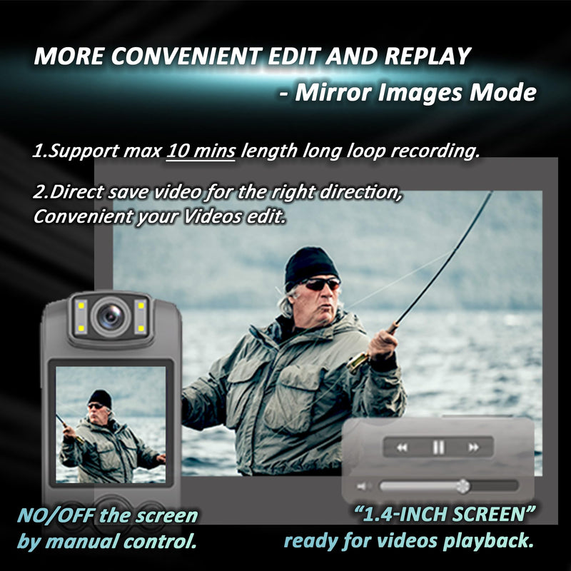 Body Camera with Audio & Video Recording- 64GB 1080P HD Police Cop Cam for Outdoor Law Enforcement Guard Travel Cameras- With Magnetic Clip Flashlight 6HR Battery Recorder (Grey With Lanyard) Grey 64G