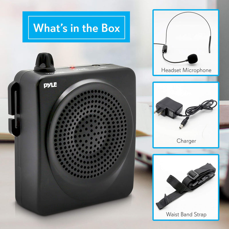 Pyle Portable PA Speaker and Voice Amplifier: Compact Waistband with Rechargeable Battery, Includes Headset Microphone & 3.5mm Aux Jack - Ideal for Tour Guides, Teachers, and Meetings