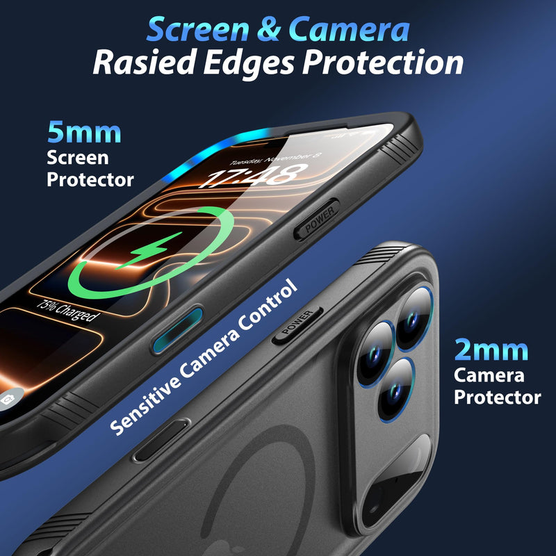 SPORTLINK for iPhone 17 Pro Max Waterproof Case, Mag/Black | Military-Grade Heavy-Duty 360° Full-Body Protection with Built-in Screen & Camera Protectors, Dustproof, Shockproof Black/Mag for iPhone 17 Pro Max (6.9")