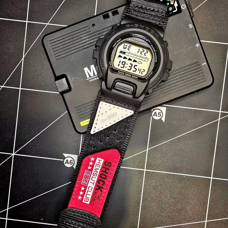 18mm Watch Band Strap for Casio AE-1000W AE-1200 AE-1300 AEQ-110W AQ-S800W MRW-200H MRW-S300 SGW-300H SGW-400H W-216H W-218H W-735H, Super Rugged Nylon Sports Strap Coffee+Black Medium 175mm-220mm