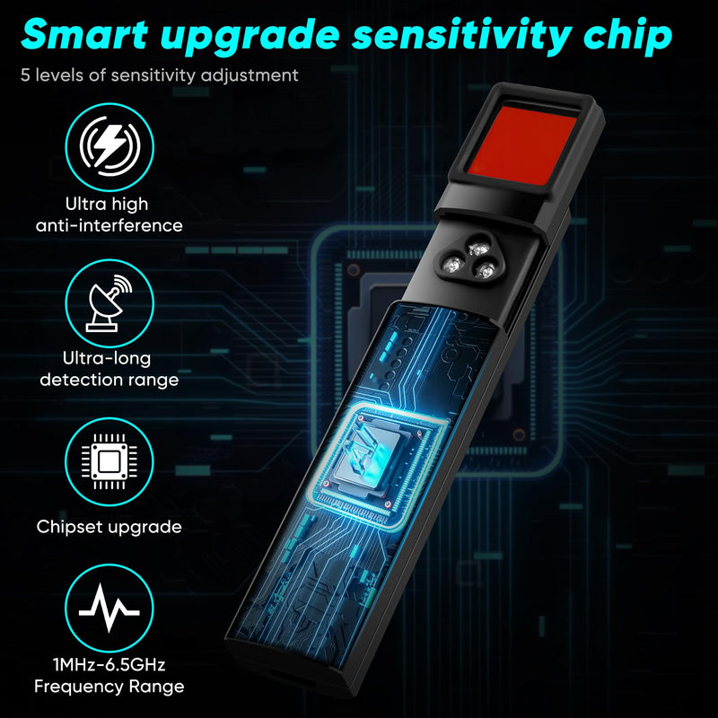 Hidden Camera Detector, 2024 Anti-Spy Camera Detector, Hidden Device GPS Detector, Bug Detector, Rf Wireless Signal Scanner, Camera Detector for Hotels, Home, Office, 5 Levels Sensitivity (Black) Black