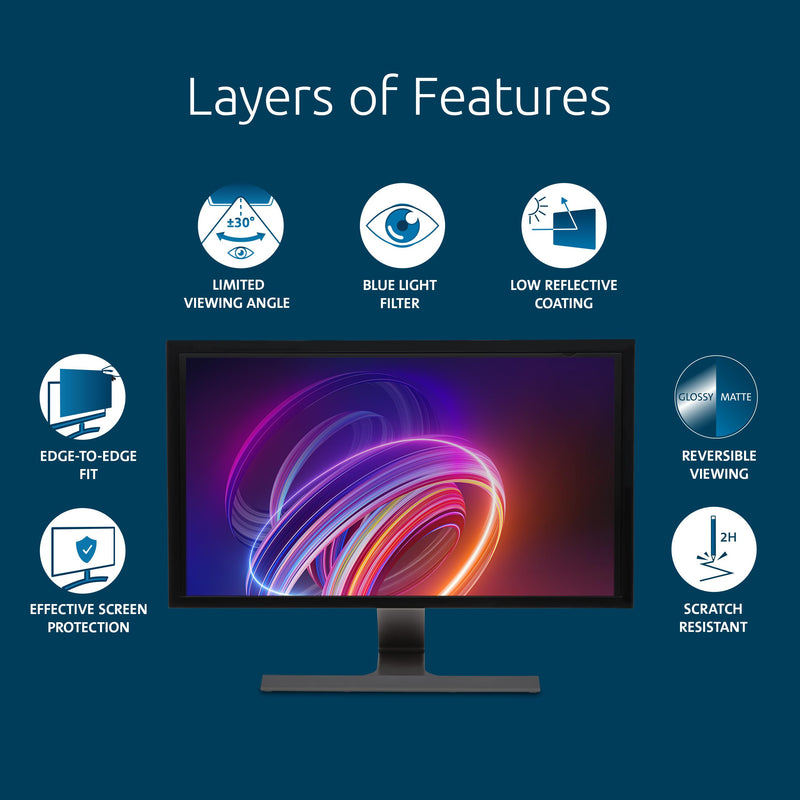 Kensington 21.5 inch Computer Privacy Screen for Desktop, 16:9 Widescreen Monitor, FP215W9 Anti-Glare Blue Ray Reduction Computer Privacy Filter, Matte and Glossy Viewing Options, K55415WW 21.5" (16:9)