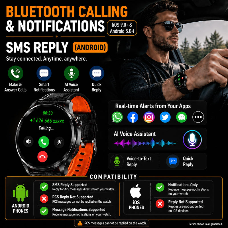 Smart Watch for Men with GPS Maps, 1.46"AI Smartwatch, BT Call/Text Reply | 24/7 Heart Rate/Sleep Monitor/Health Analysis, 100+ Sports Modes, 5ATM Waterproof Fitness Tracker for Android iOS – 2 Bands Black