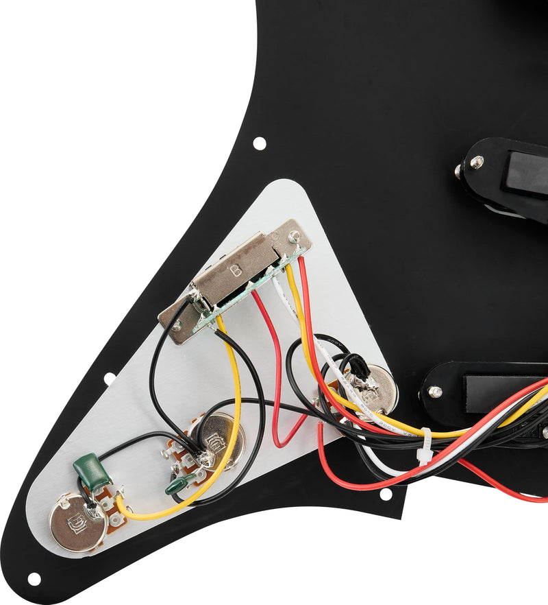 SSS Loaded Pickguard Set - Single Coil Pickups, 3-Ply Black, Easy Drop-In Replacement – Compatible with Fender Stratocaster Guitars, Black Pickguard-SSS-Black