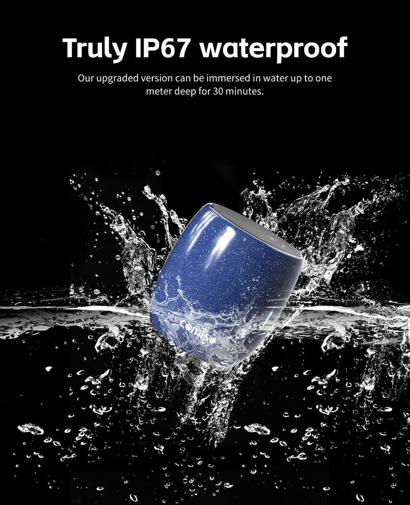 Small Speaker, Bluetooth Speaker with 360°HD Stereo Sound and Robust Bass, Mini Speaker with Built-in Mic, Hands-Free Call, Portable Speaker for Hiking, Biking, Car, or Trip, Ideal Gift for Men, Women Navy blue