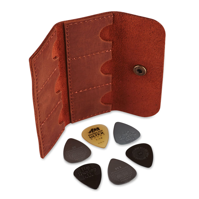 [AUSTRALIA] - Leather Guitar Pick Holder, Guitar Pick Holder Case Bag, Plectrum Case Bag, Pick Cover, Gift for Guitar Players (Cognac) Cognac 