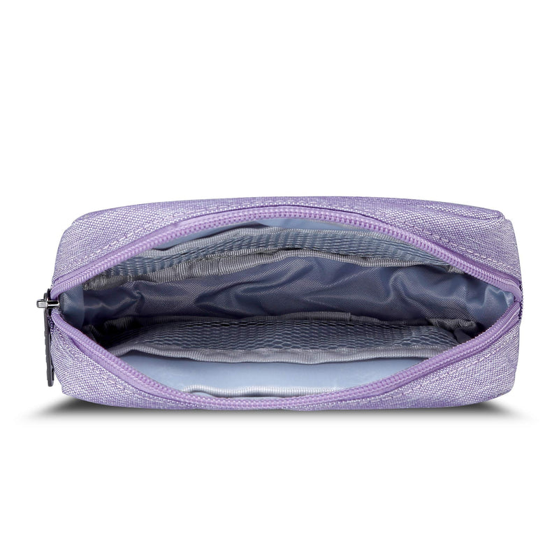 E-Tree 7 inch Canvas Zippered Small Bag, Mini Travel Makeup Carrying Case, Cosmetic Bag, Portable Electronics Accessories Organizer, Tiny Coin Purse Wallet, Little Pouch for Little Items, Purple 6" X 1.8" X 4"