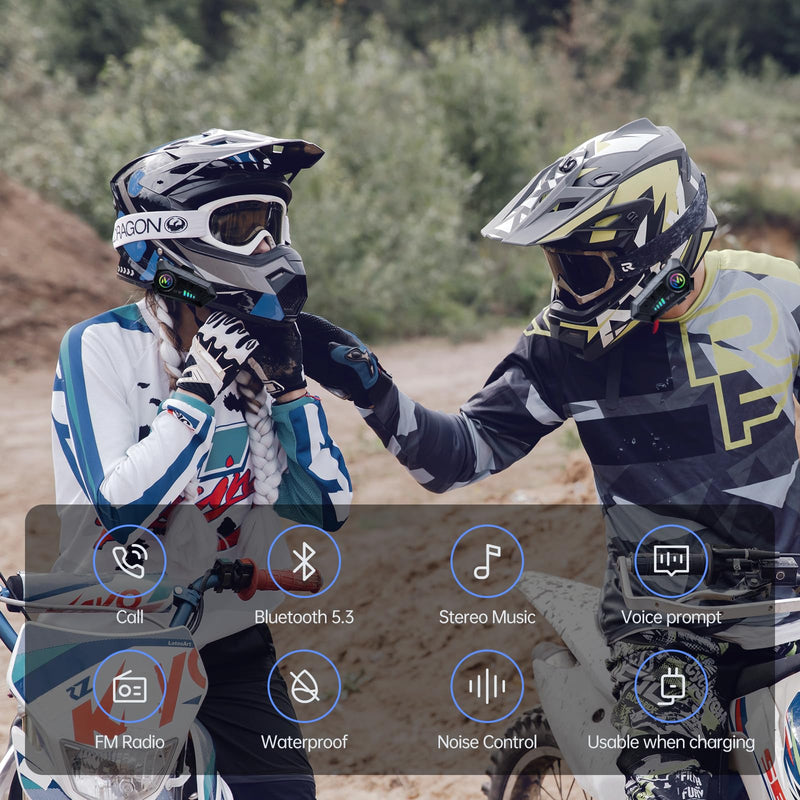 Motorcycle Bluetooth Headset Speaker Skiing Earphone Waterproof Bluetooth Helmet Headset with Noise Cancellation Ultra-Thin Wireless Bluetooth Headphones for All Helmets