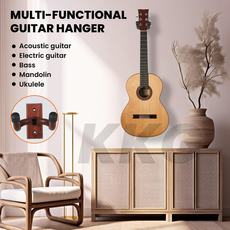 [AUSTRALIA] - KKG 5 Pack Guitar Brown Wall Mount,Guitar Wall Hanger, Guitar Hanger Wall Hook Holder Stand with Screws, Hardwood Guitar Wall Mount Hanger for Acoustic Guitar, Electric Guitar, Banjo, Bass 5PcsBrown 