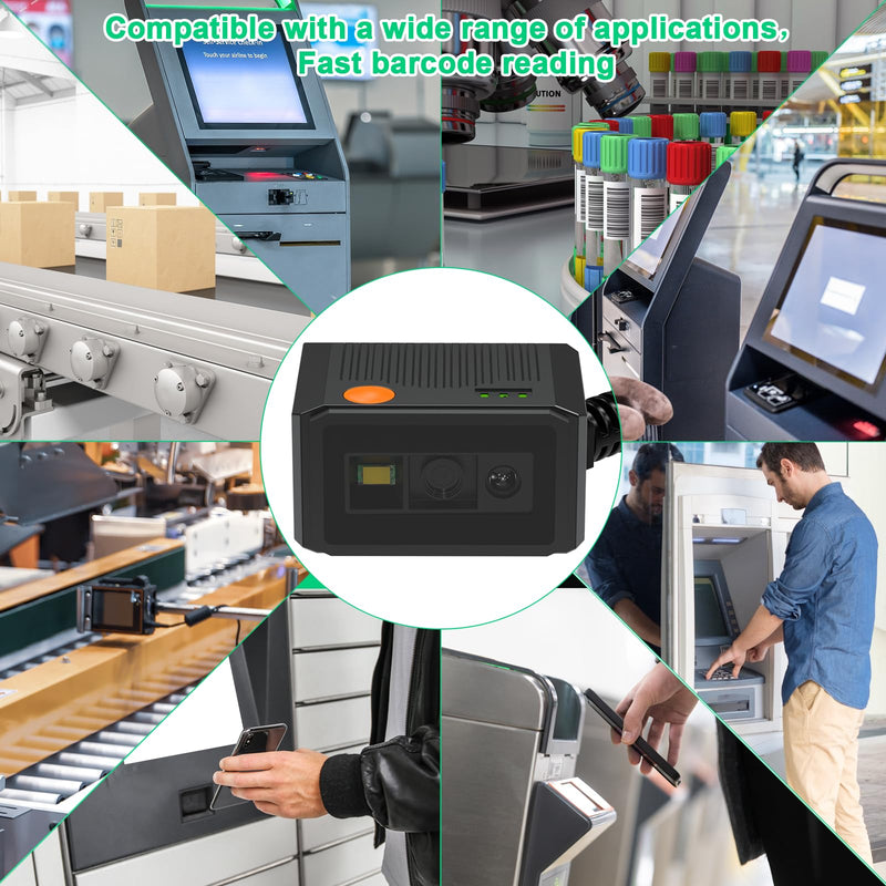 Symcode 2D Barcode Scanner - Fixed Mount, Ultra-Rugged Metal Cover, Auto Sensing 1D 2D QR Code Scanner