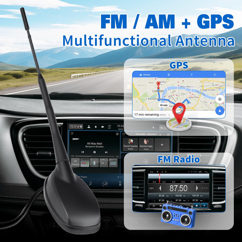 [AUSTRALIA] - Eightwood FM/AM + GPS Car Combo Antenna, Amplified FM AM Radio Antenna and GPS SMA Antennae with 16.4 feet Cable for Car Truck SUV Marine Boat Radio Stereo Receiver Head Unit Navigation System 