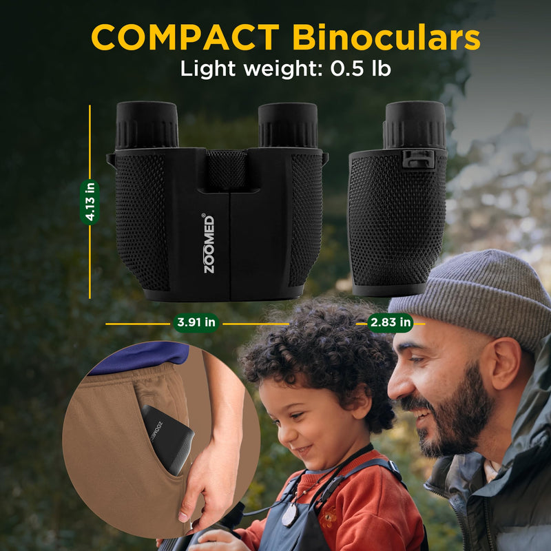 10x25 High-Powered Compact Binoculars for Adults – Long Range Bird Watching, Travel for Cruise Ship, Lightweight Small for Hiking, Sports & Outdoor Adventures 10x25 Black Binoculars