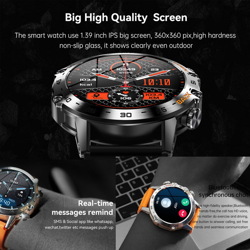 Military Smart Watch for Men(Answer/Dial Calls), Fitness Tracker for Android iPhone, 1.39" Activity Tracker with Heart Rate Sleep SpO2 Monitor, Calorie, 5ATM Waterproof Smartwatch, 3 Straps (Black) Black