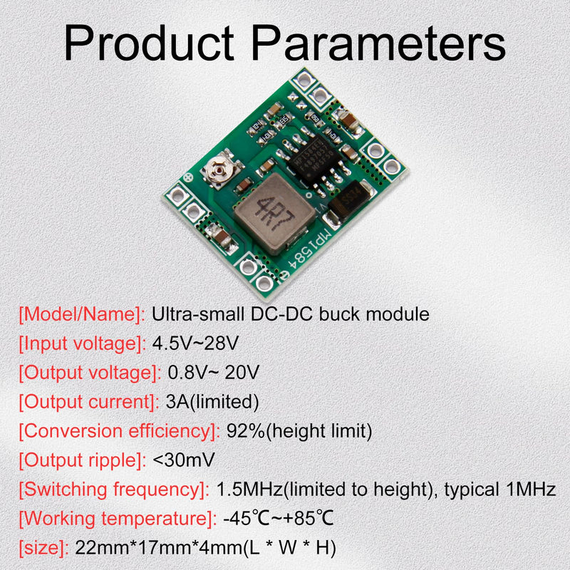 Pack of 6 Step Down Buck Converter, Adjustable Voltage Regulator from 4.5-28 V to 0.8-20 V, Step Down Converter, DC-DC 3A Power Downward Adjustable Module Buck Converter 24 V to 12 V 9 V 5 V