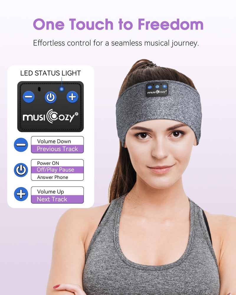 MUSICOZY Sleep Headphones Bluetooth Headband, Wireless Music Sleeping Headphones Sleep Mask Earbuds for Side Sleepers Workout Running Travel Yoga Cool Gadgets Tech Unique Gift, Pack of 2